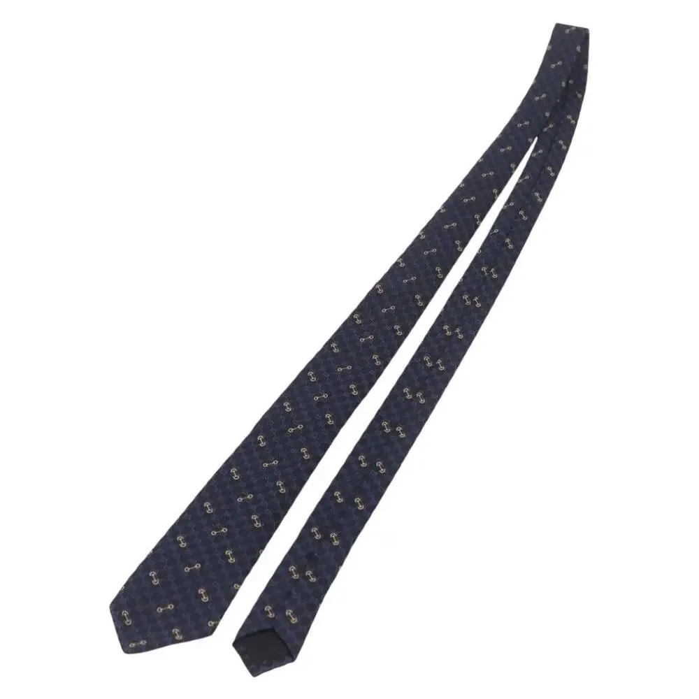 Gucci Horsebit Necktie Silk Jacquard Blue